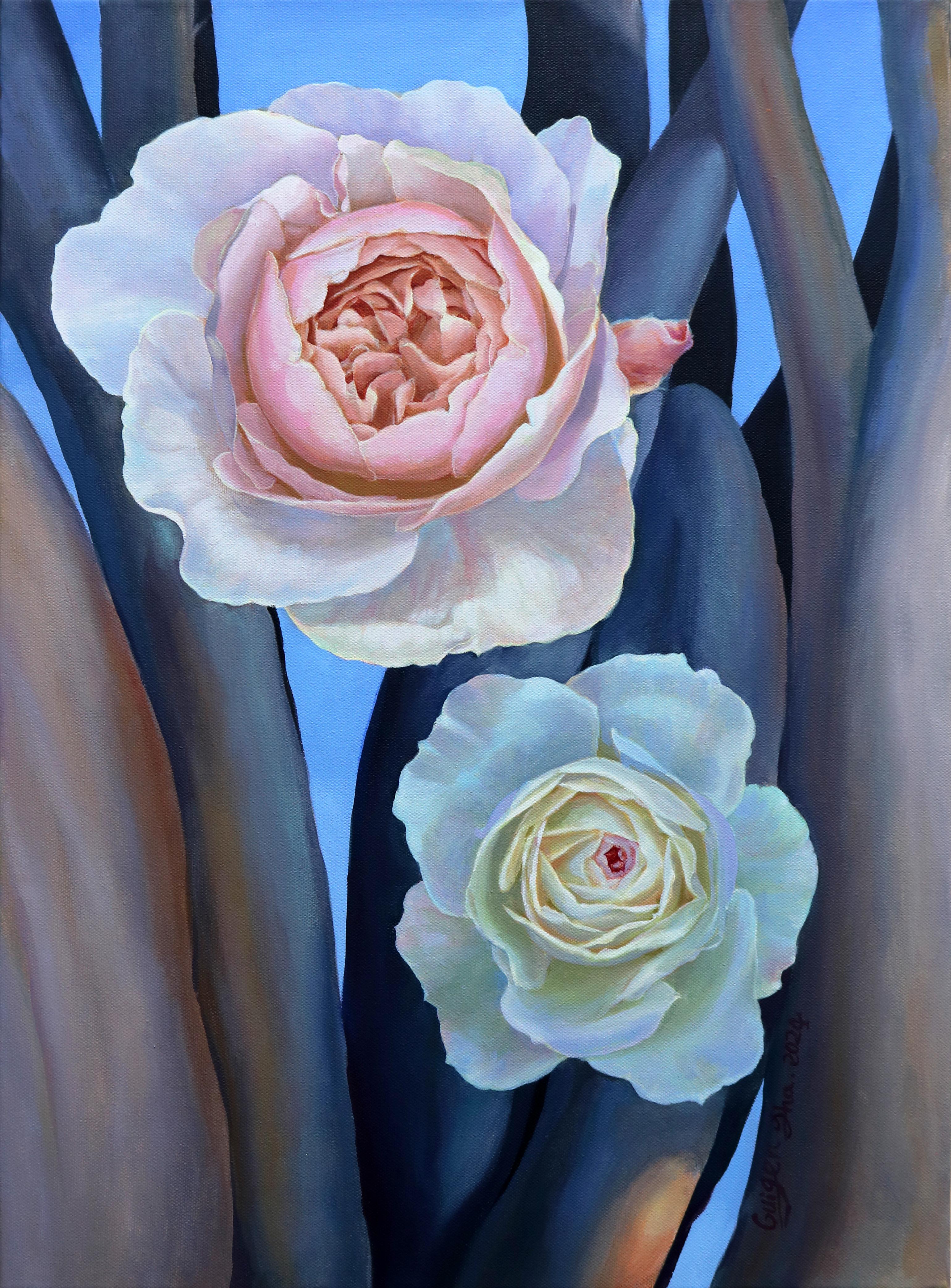 Still-Life Painting di Guigen Zha - Rose. Trespassing 3, Pittura a olio