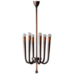 Six Arm Brass Chandelier by Guglielmo Ulrich (B8146)