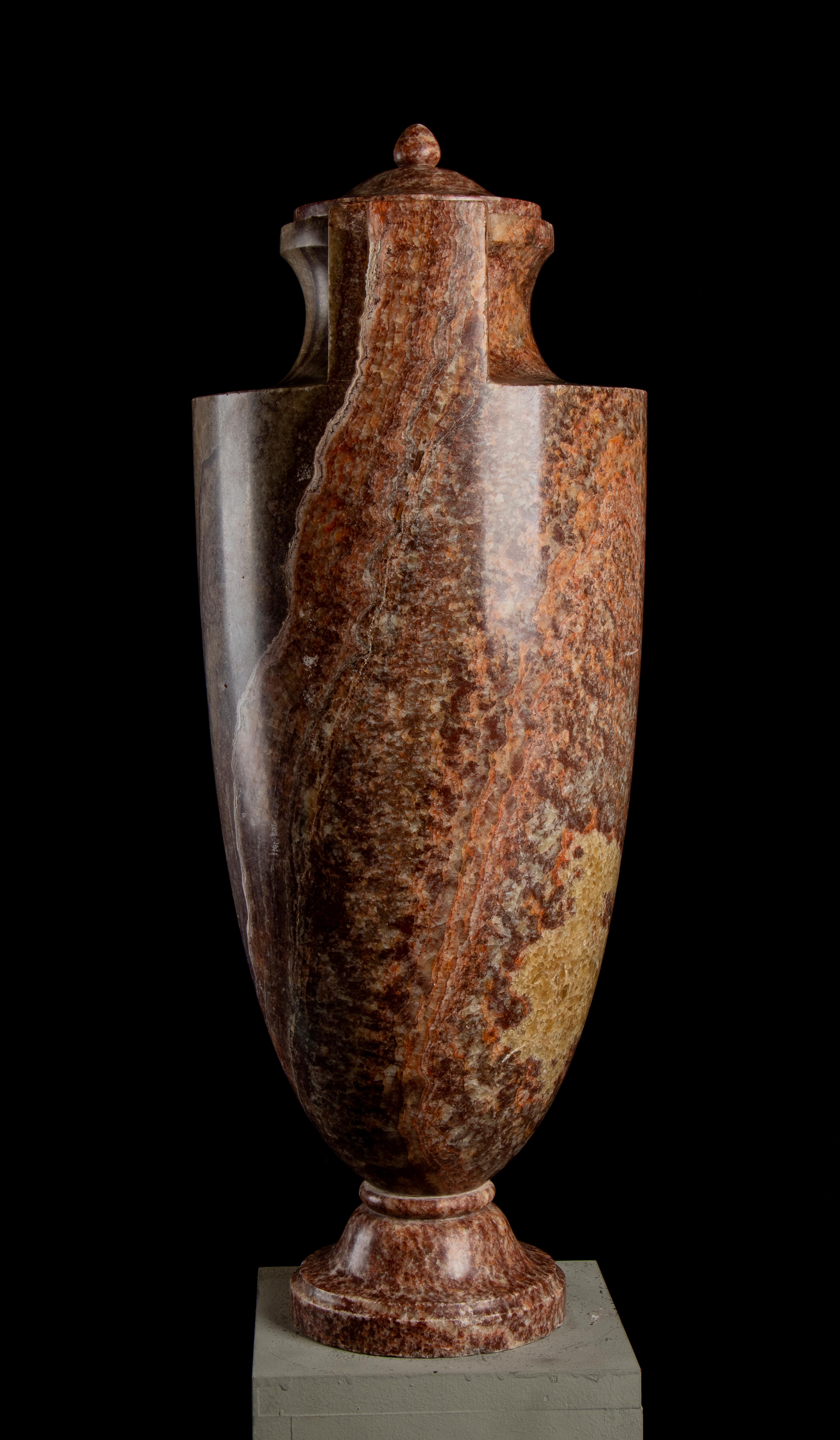 Pair Of Sculptured Vase In Specimen Marble 18th by GrandJaquet Guillaume-Antoine 11