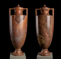 Pair Of Sculptured Vase In Specimen Marble 18th by GrandJaquet Guillaume-Antoine