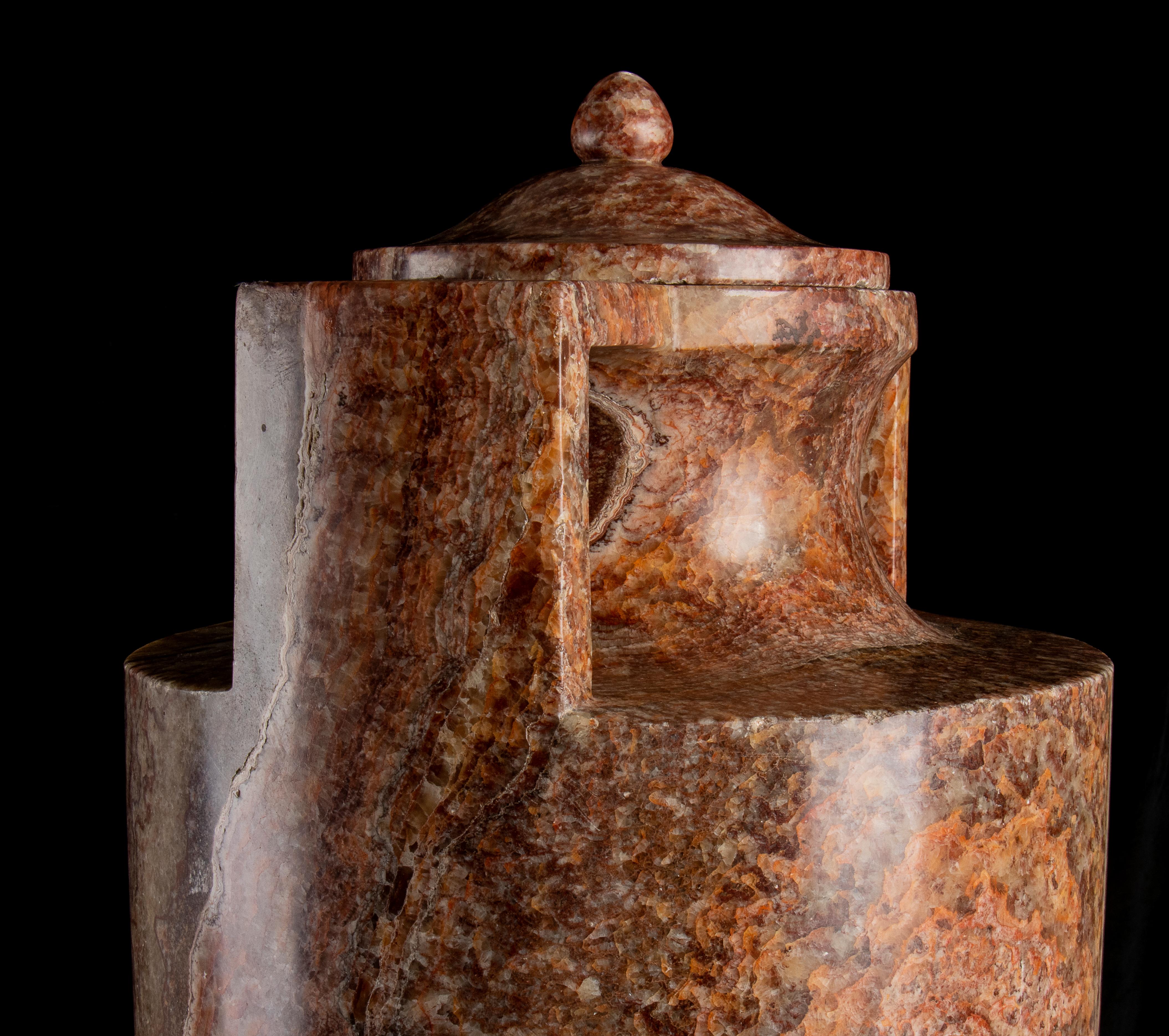 Pair Of Sculptured Vase In Specimen Marble 18th by GrandJaquet Guillaume-Antoine 17