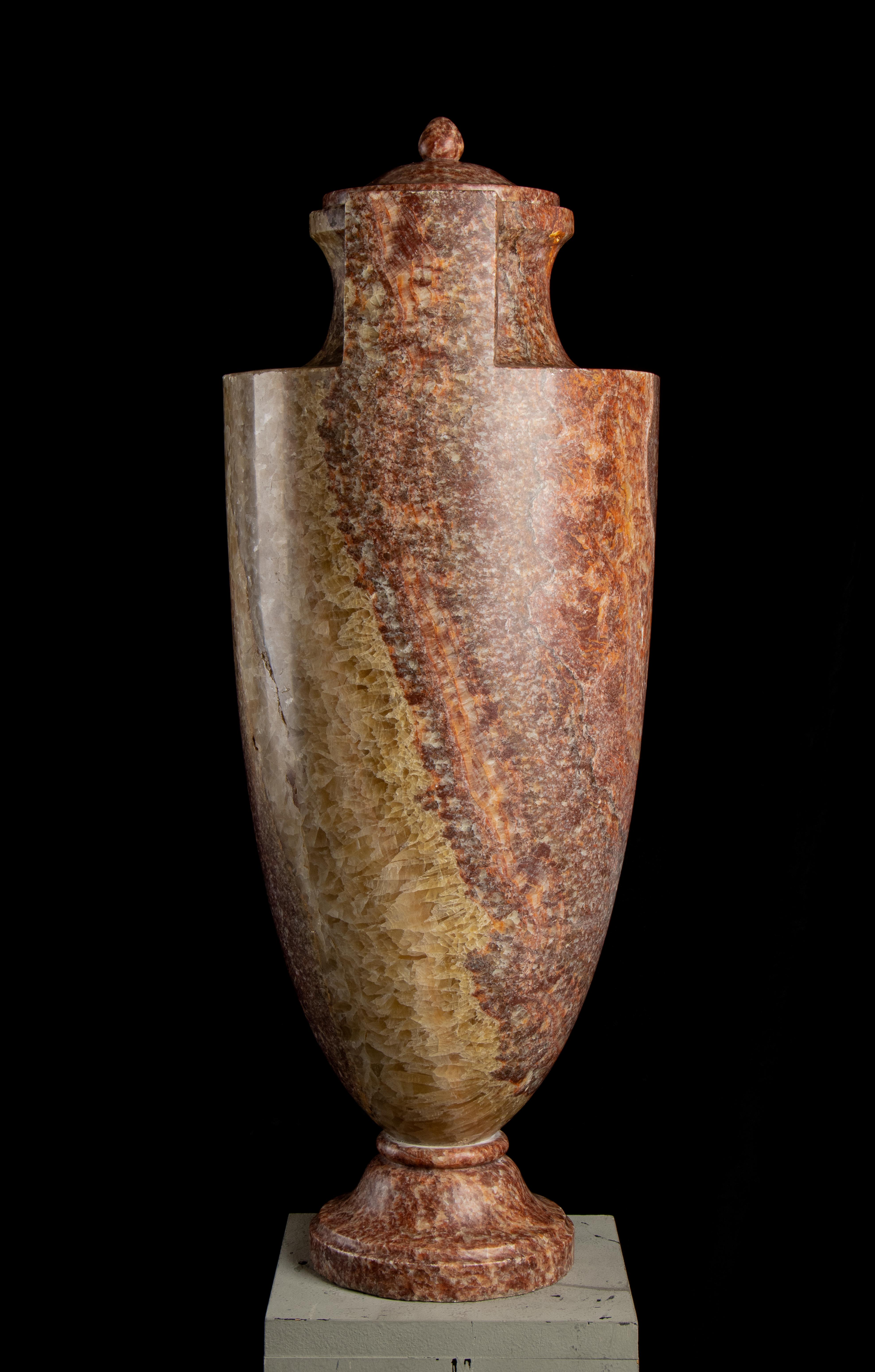 Pair Of Sculptured Vase In Specimen Marble 18th by GrandJaquet Guillaume-Antoine 5