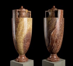 Pair Of Sculptured Vase In Specimen Marble 18th by GrandJaquet Guillaume-Antoine