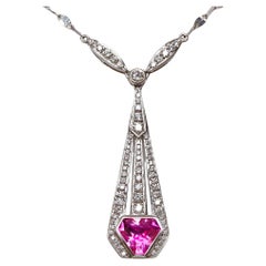 Guild 18K 1.26 Ct Unheated Vibrant Padparacha Pink Sapphire Necklace