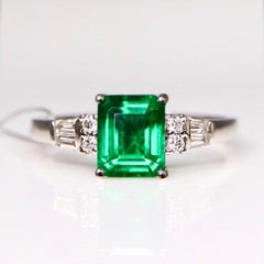 Guild 18K 1.97 Ct Zambia Vibrant Vivid Green Emerald&Diamonds Engagement Ring