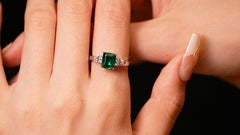 Guild 18K 1.97 Ct Zambia Vibrant Vivid Green Emerald&Diamonds Engagement Ring