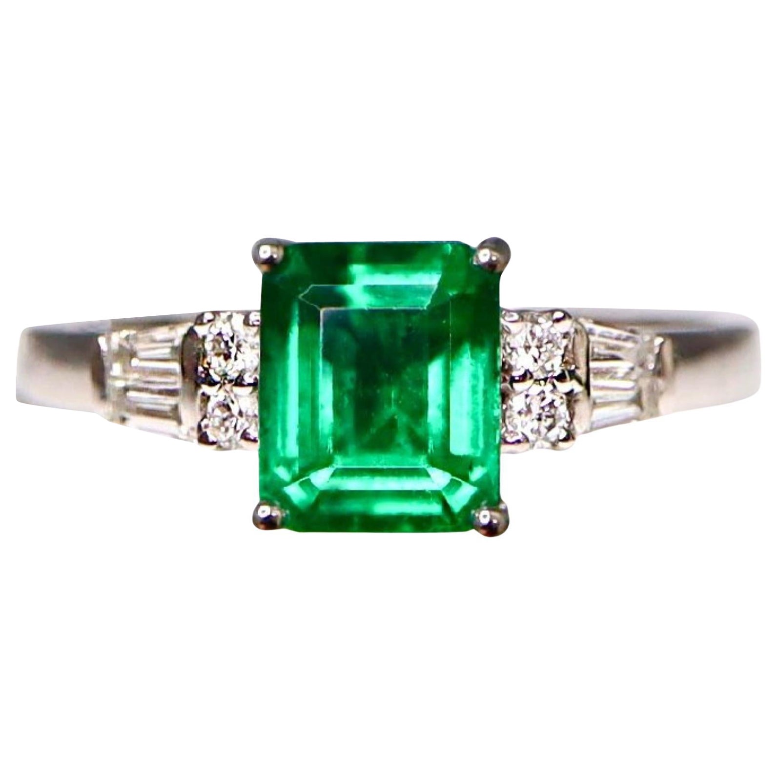 Guild 18K 1.97 Ct Zambia Vibrant Vivid Green Emerald&Diamonds Engagement Ring