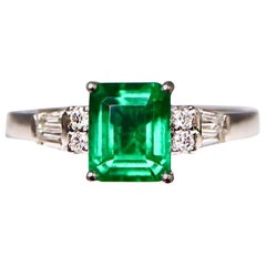 Guild 18K 1.97 Ct Zambia Vibrant Vivid Green Emerald&Diamonds Engagement Ring