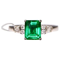 Guild 18K 1.97 Ct Zambia Vibrant Vivid Green Emerald&Diamonds Engagement Ring