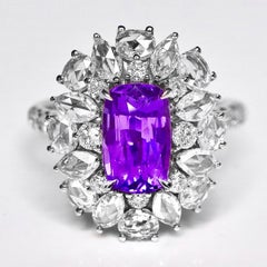 Guild 18K 2.07 Ct Dual-Used Vivid Lavender Sapphire Engagement Ring&Necklace
