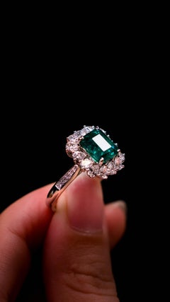 Guild 18K 2.99 Ct Zambia Vivid Green Emerald&Diamonds Engagement Ring