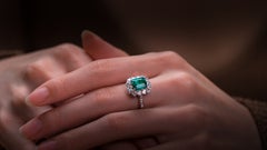 Guild 18K 2.99 Ct Zambia Vivid Green Emerald&Diamonds Verlobungsring