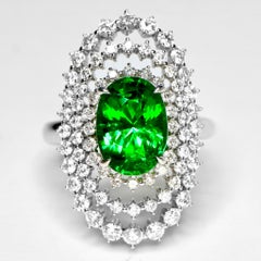 Guild 18K 3.09 Ct 2-Used Vivid Green Tsavorite&Diamond Engagement Ring&Necklace