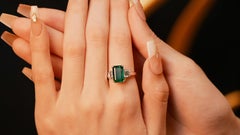 Anillo de compromiso Guild 18K 3,15 ct Zambia Vivid Green Emerald&Diamonds
