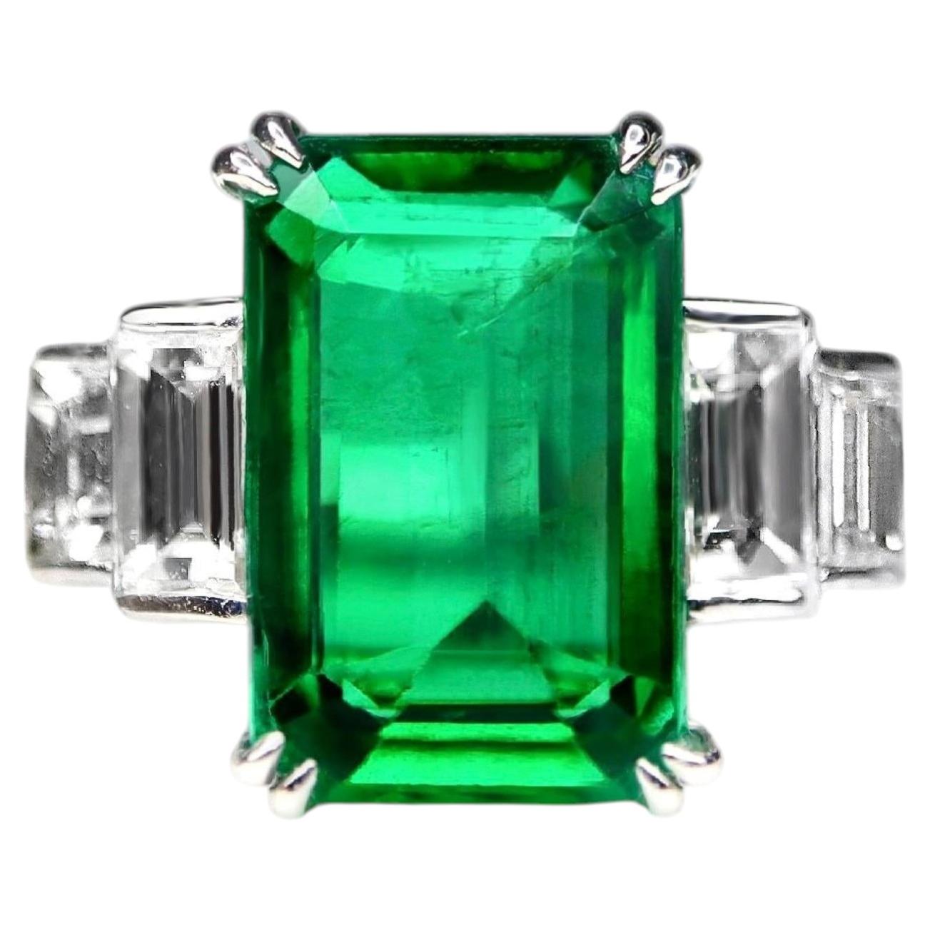 Guild 18K 3.15 Ct Zambia Vivid Green Emerald&Diamonds Engagement Ring