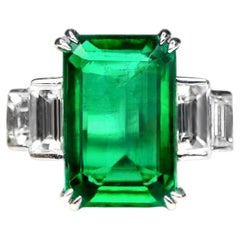 Guild 18K 3.15 Ct Zambia Vivid Green Emerald&Diamonds Engagement Ring