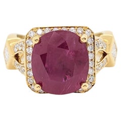 Guild Burma Ruby and White Diamond Ring in 18K Yellow Gold