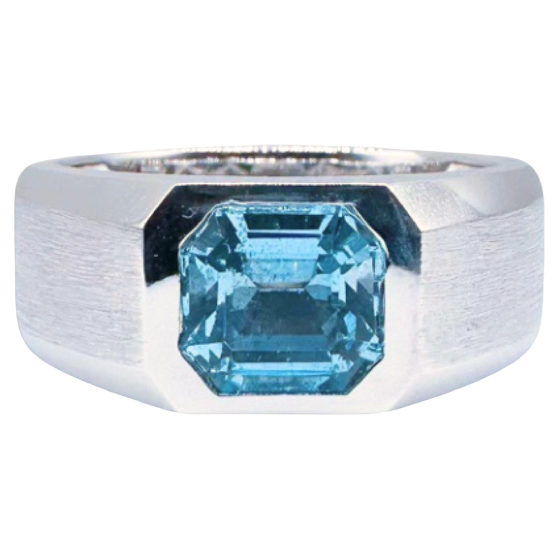 Bague d'aigue-marine bleue Santa Maria certifiée Guild de 1,65 CT avec diamants