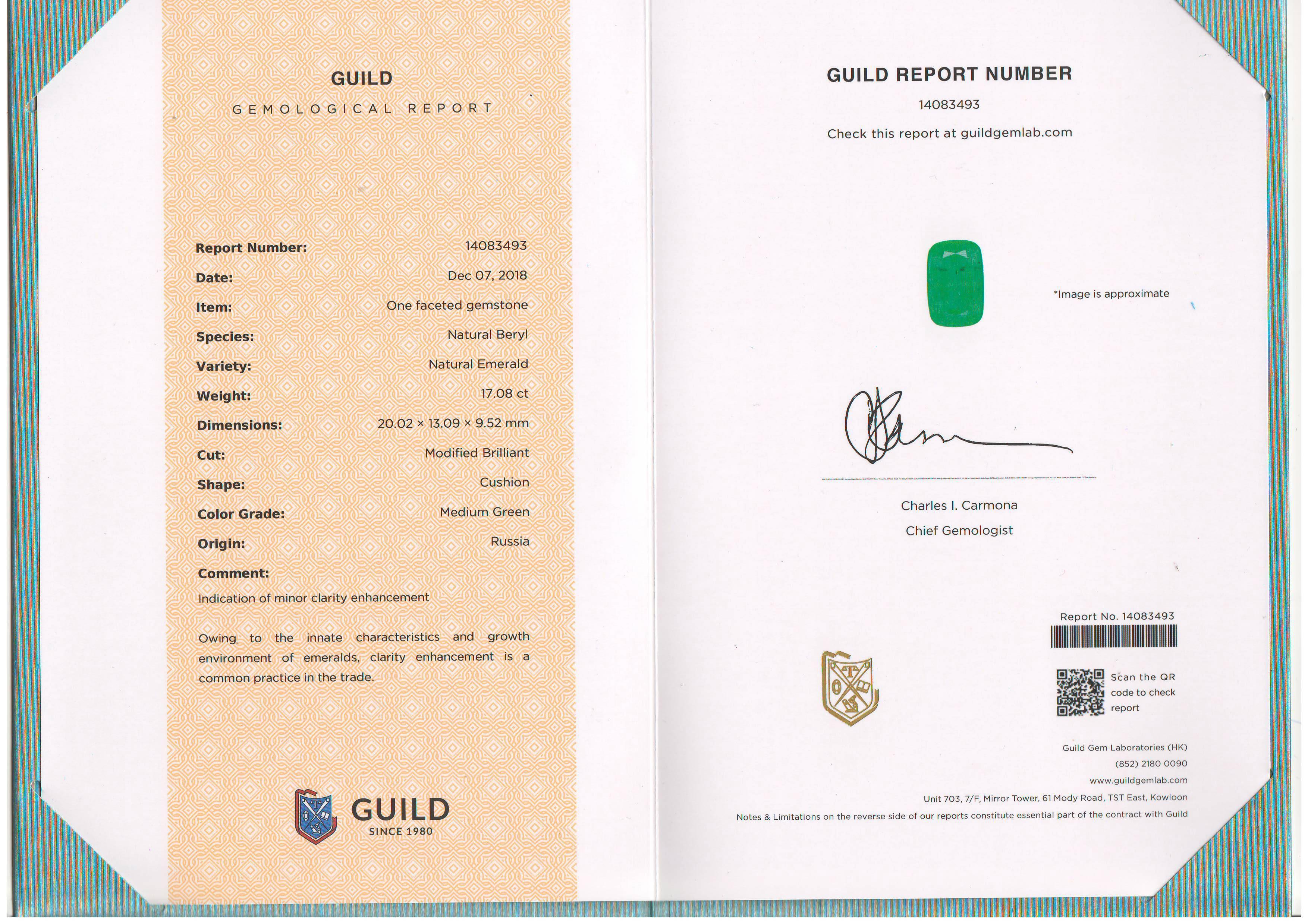 Emerald Cut Guild Certified 17 Carat Russian Emerald and Diamond Huge Ring