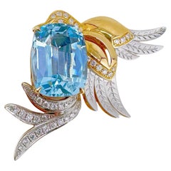 Guild Certified 5.49Ct Santa Maria Aquamarin 'Wings of Joy' Collection'S-Anhänger