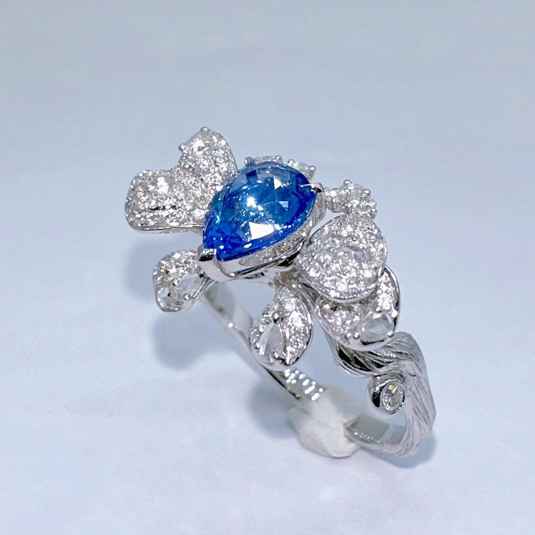 Guild Certified 2.02CT Cornflower Blue Sapphire Cocktail Ring mit Diamanten im Zustand „Neu“ im Angebot in Kowloon, HK