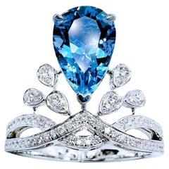 Guild zertifizierter 2,04 CT Santa Maria Blauer Aquamarin 18K Goldring mit Diamanten