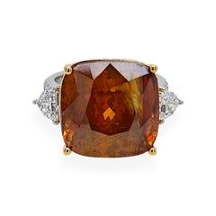 GUILD Certified 21.87 Carat Sapphire Fancy Diamond Yellow and White Gold Ring