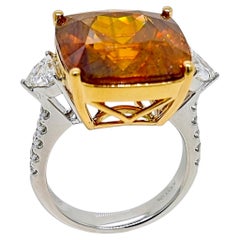 GUILD Certified 21.87 Carat Sapphire Fancy Diamond Yellow and White Gold Ring