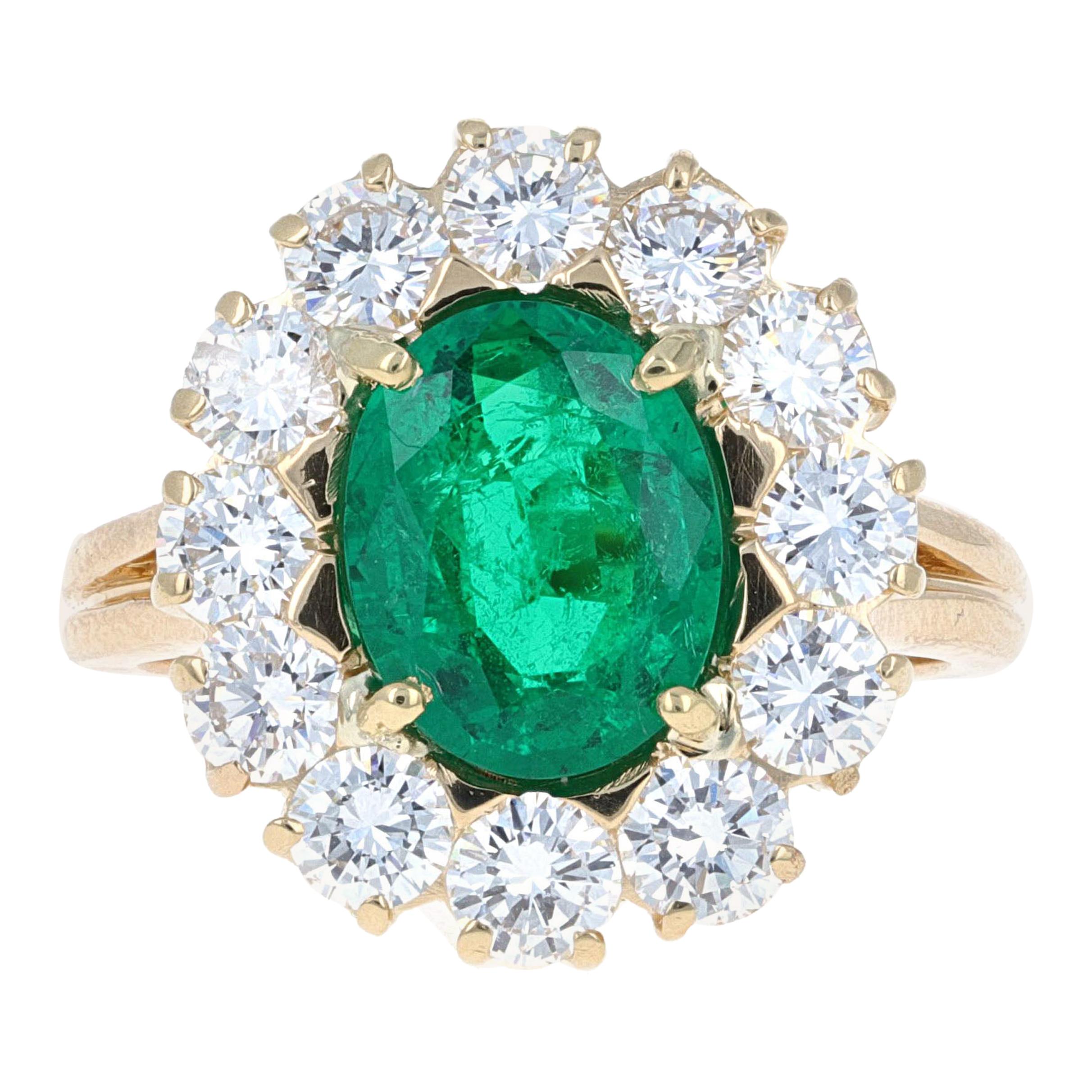 Guild Certified, 2.47 Carat Oval Shape Natural Emerald and Diamond ...
