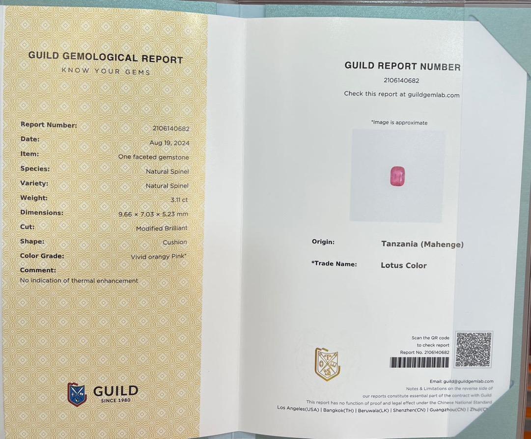 18 Karat Goldring, Guild zertifizierter 3,11 Karat Mahenge Spinell Diamant im Angebot 1