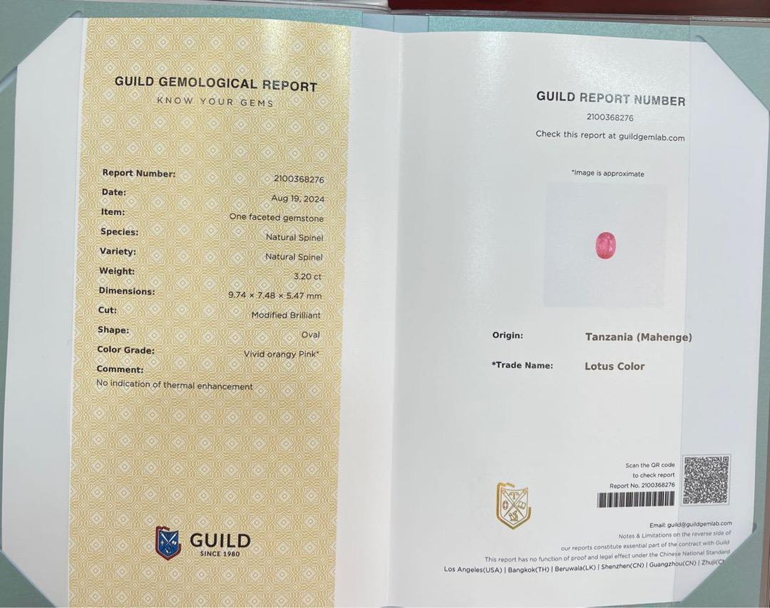 Guild Certified 3.20 CT Mahenge Spinel Diamond 18K Gold Cocktail Ring Unisexe en vente