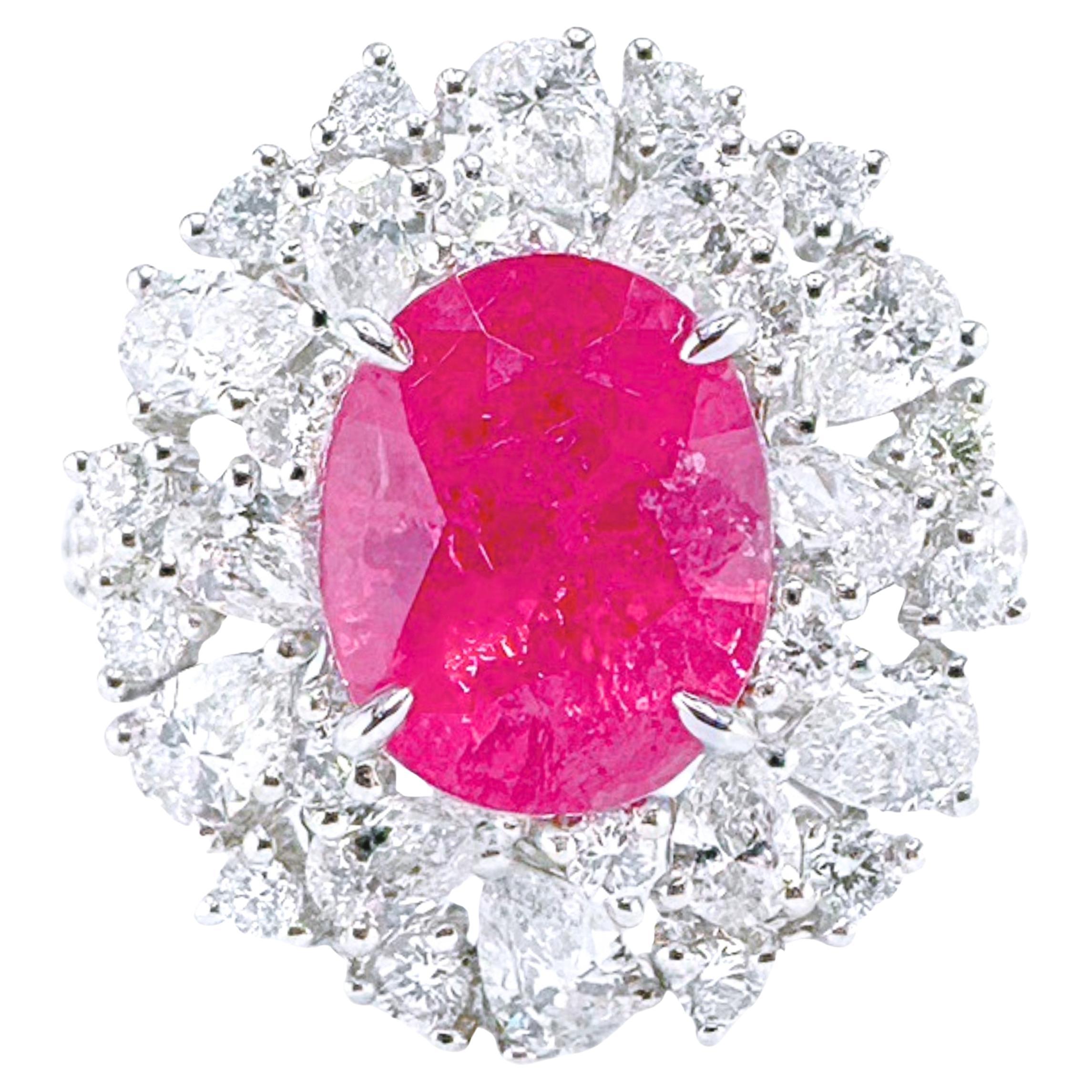 Guild Certified 3.33 CT Mahenge Spinel Diamond 18K Gold Cocktail Ring