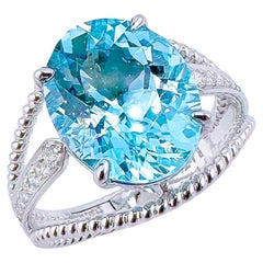 Guild Certified 4,03 CT Santa Maria Blue Aquamarin 18K Gold Ring mit Diamanten