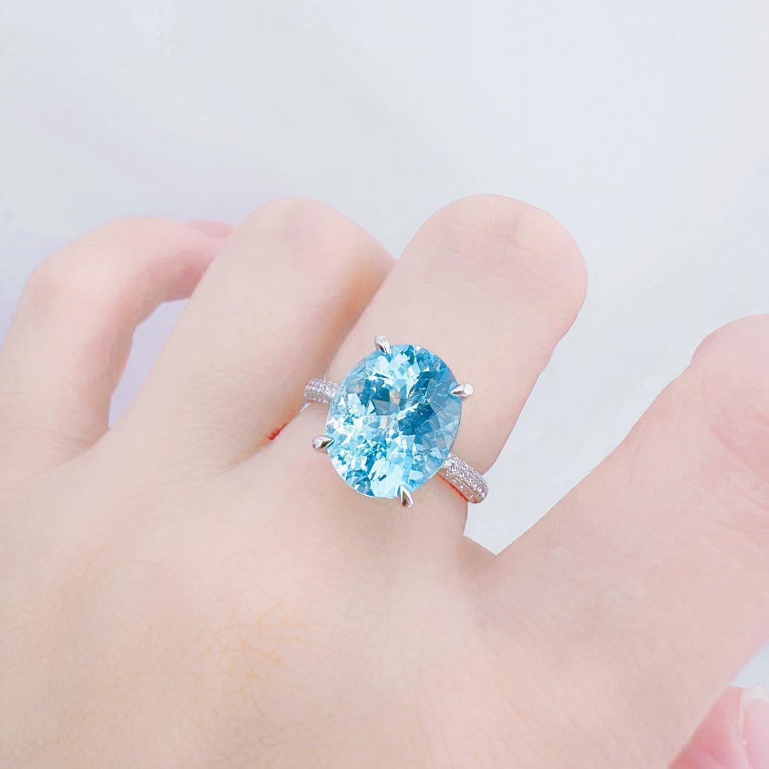 Guild Certified 5.30 CT Vivid Blue Aquamarin & Diamant Cocktail Ring im Zustand „Neu“ im Angebot in Kowloon, HK
