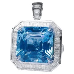 Guild Certified 7.98 CT Intense Blue Aquamarine 18K Gold Ring & Pendant