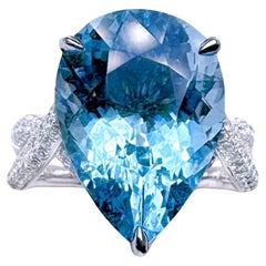 Guild Certified 8,84 CT Santa Maria Blue Aquamarin Cocktail Ring mit Diamanten