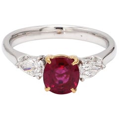 Guild Certified Burma No Heat Ruby Diamond 18 Karat Weißgold Ring