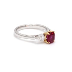 Guild Certified Burma No Heat Ruby Diamond 18 Karat White Gold Ring