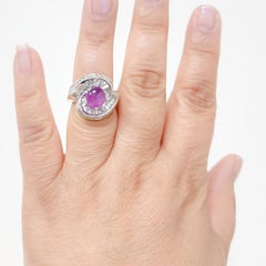 Guild Lab Star Ruby and White Diamond Cocktail Ring in 18k White Gold