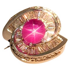 Guild Lab Star Ruby and White Diamond Cocktail Ring in 18k White Gold