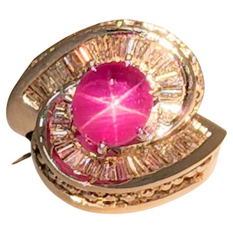 Large Star Ruby Ring gold Big Cocktail ring Pink Red Unisex For Sale at ...