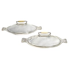 Guild of Handicraft, attri. Pair of silver-plated vegetable dishes. C. R. Ashbee