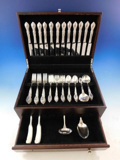 Guildhall by Reed & Barton Sterling Silver Flatware Set Service 74 pc Floral