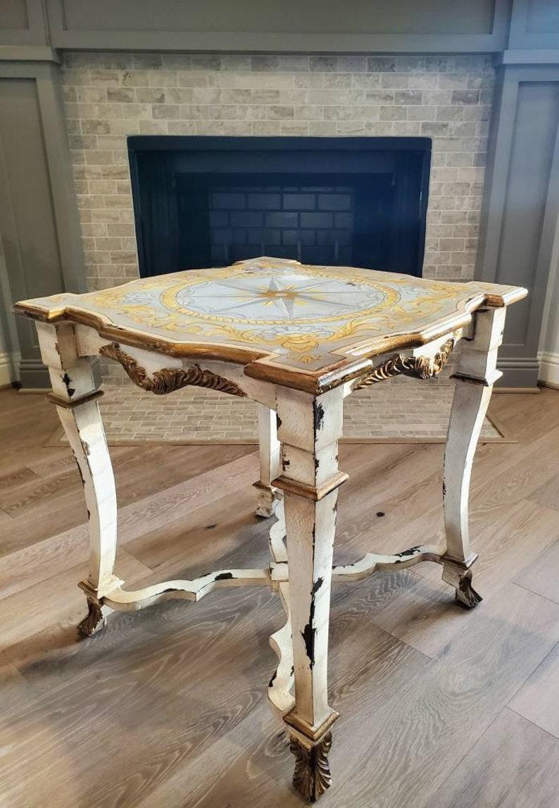 Wood Guildmaster Neoclassical Style Carved Giltwood Compass Rose Table For Sale