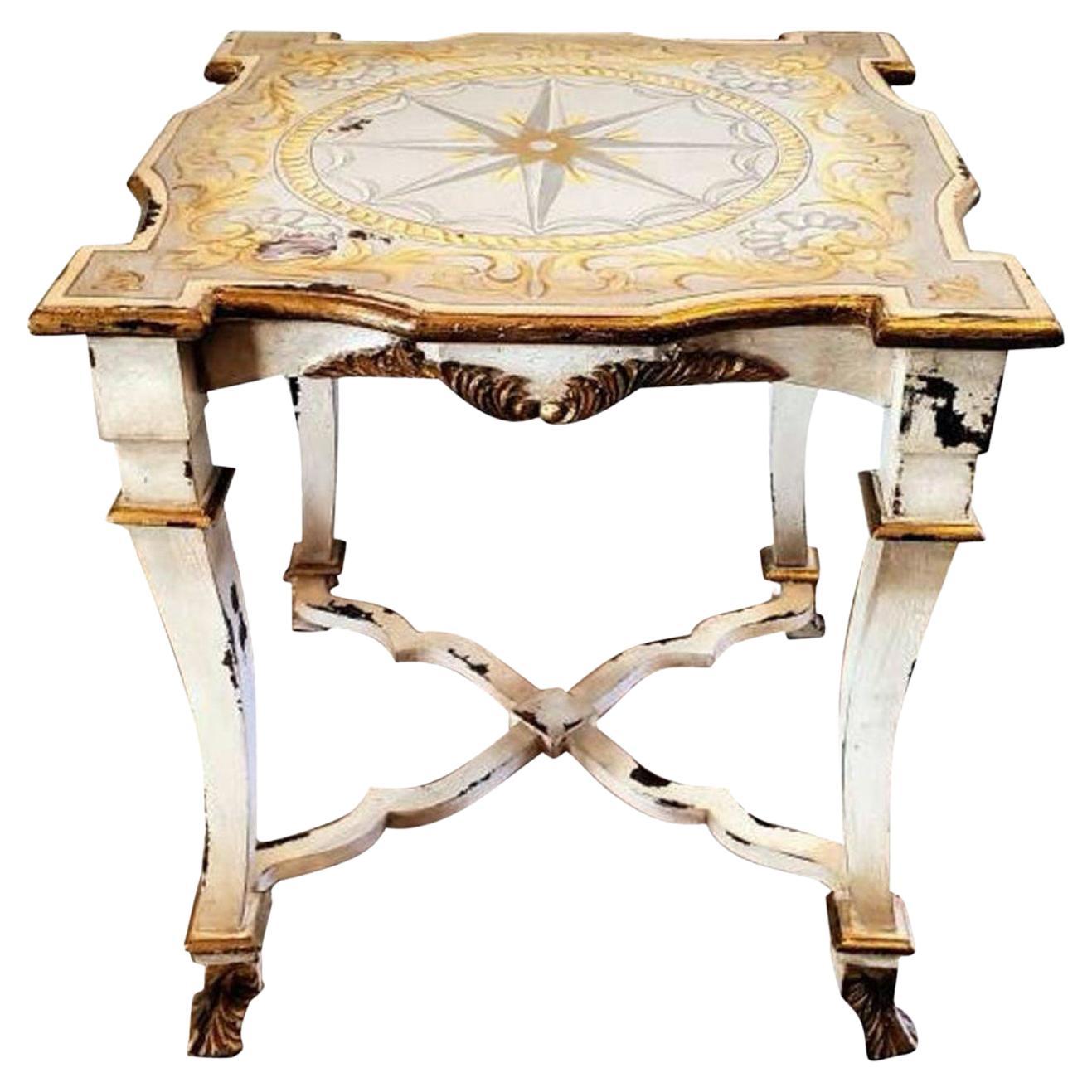 Guildmaster Neoclassical Style Carved Giltwood Compass Rose Table