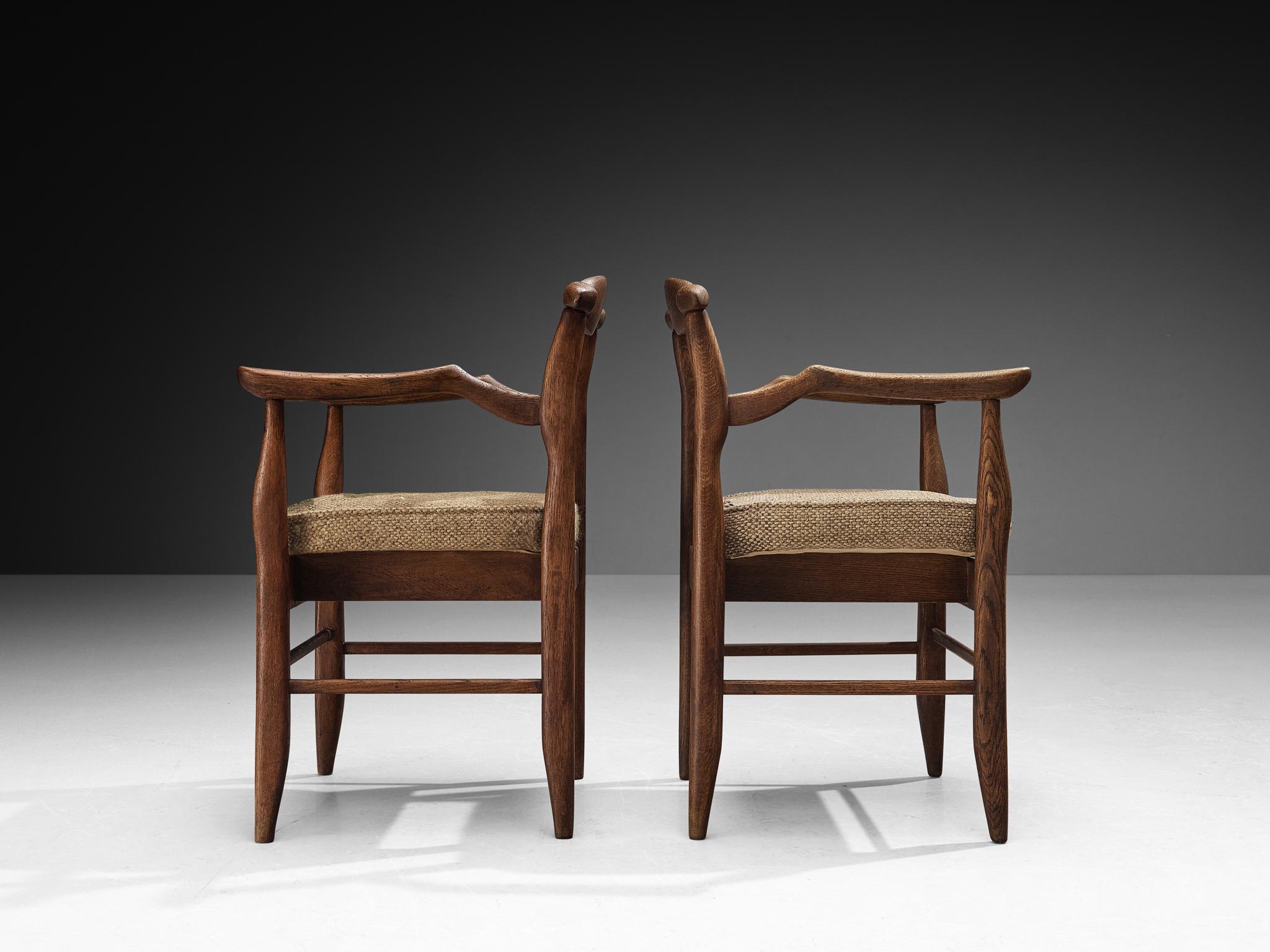Sillones Guilerme et Chambron de roble y lana beige mediados del siglo XX en venta
