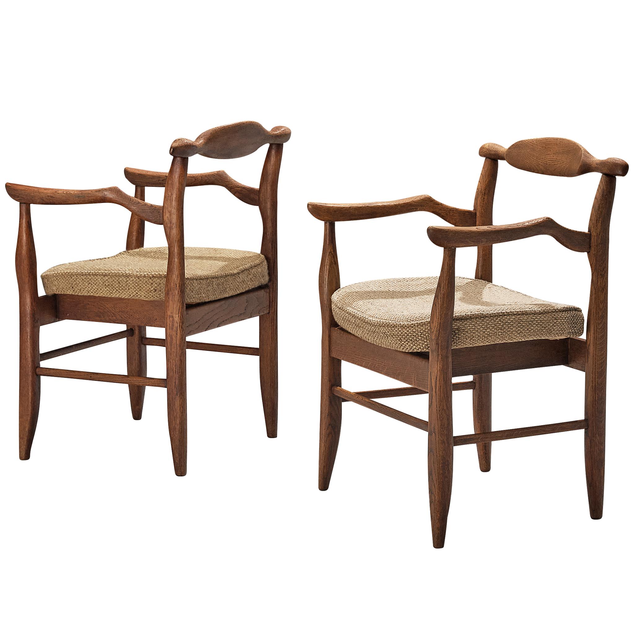 Sillones Guilerme et Chambron de roble y lana beige en venta