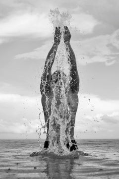 Bottle, Belém do Pará. Brazil. Male Swimmer. Black and White Photograph