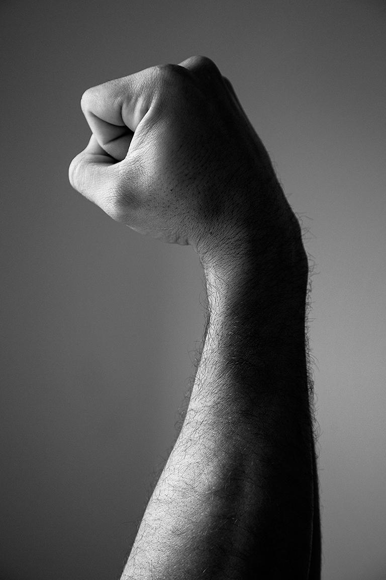 Manifesto III, The Manifesto Series. Black and white Male Arm Fist