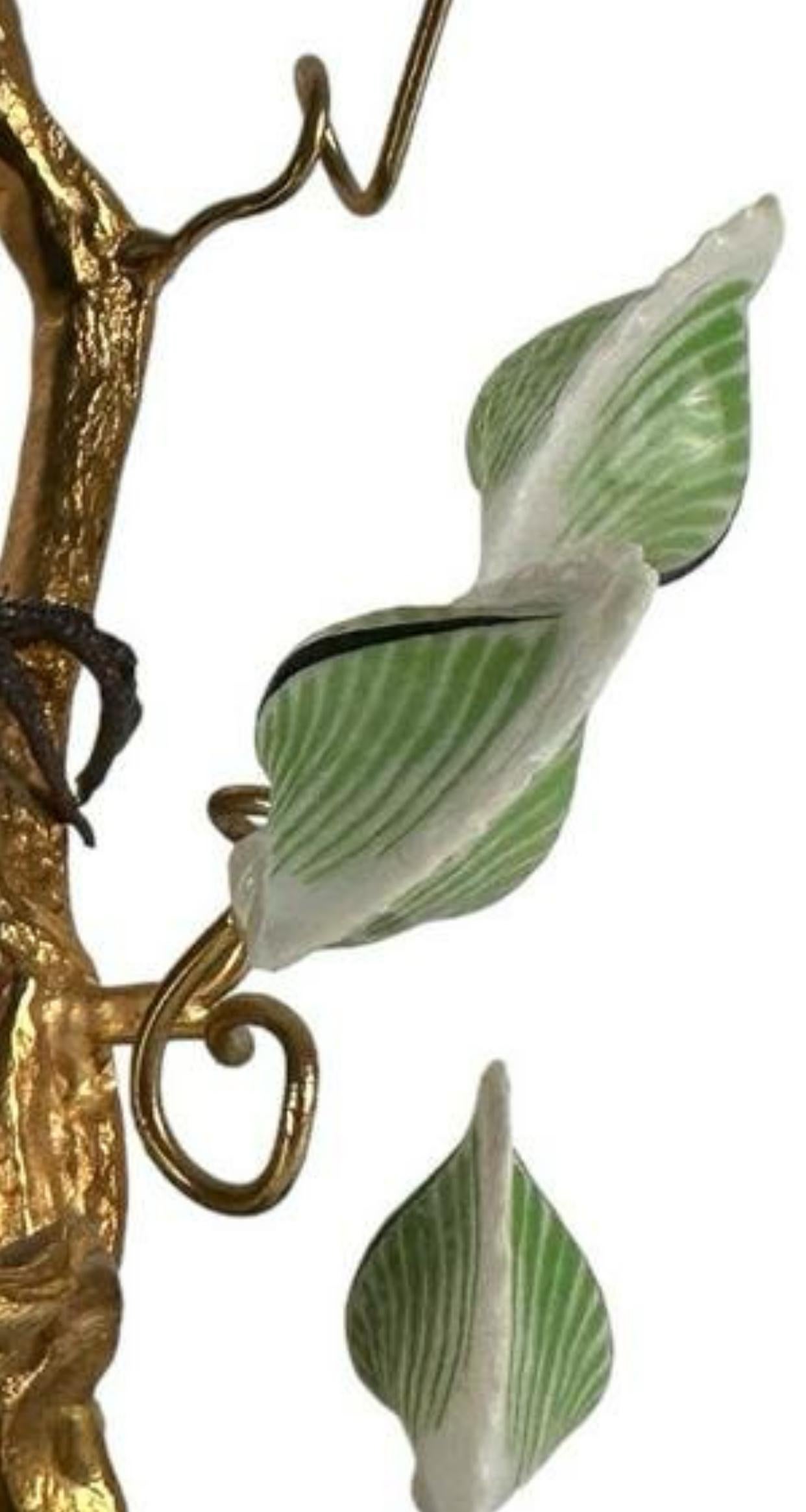 Guilia Mangani Hand Painted Porcelain Toucan & Leaves On Gilt Bronze For Sale 2